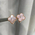 TimiCLOVER MEDIUM 1 MOTIFS  PINK MOP DIAMOND EARRINGS