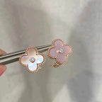 TimiCLOVER MEDIUM 1 MOTIFS  PINK MOP DIAMOND EARRINGS