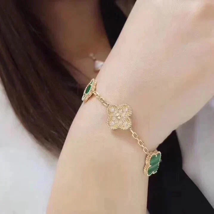 [Timi]New  CLOVER 5 MOTIF MALACHITE BRACELET COLLECTION