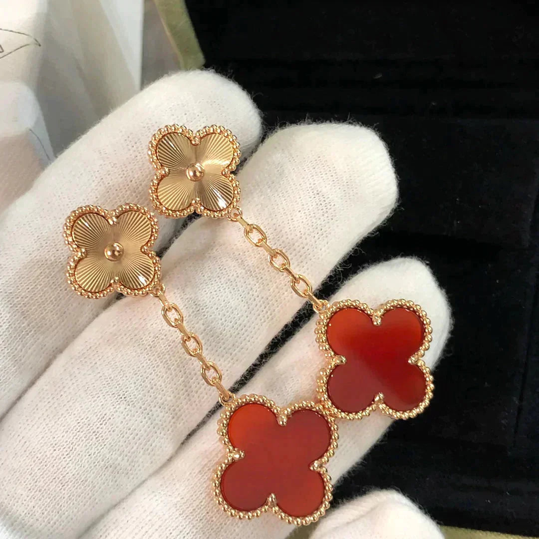 TimiCLOVER 2 MOTIF  LASER CARNELIAN EARRINGS