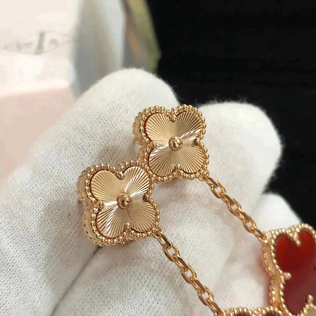 TimiCLOVER 2 MOTIF  LASER CARNELIAN EARRINGS