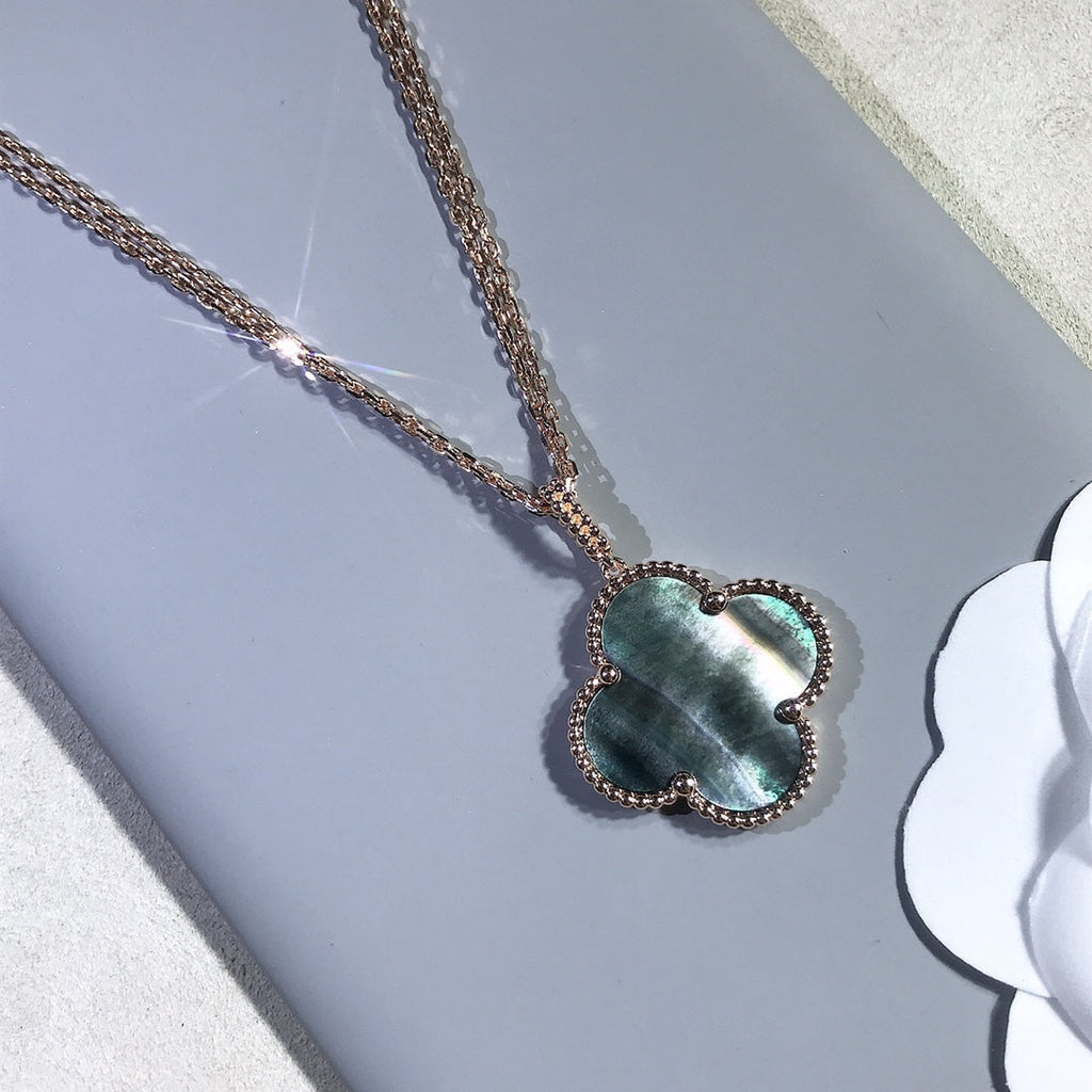TimiCLOVER 25MM GOLD DARK MOP BIG CLOVER NECKLACE