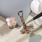 TimiCLOVER MEDIUM 1 MOTIFS  PINK MOP DIAMOND EARRINGS