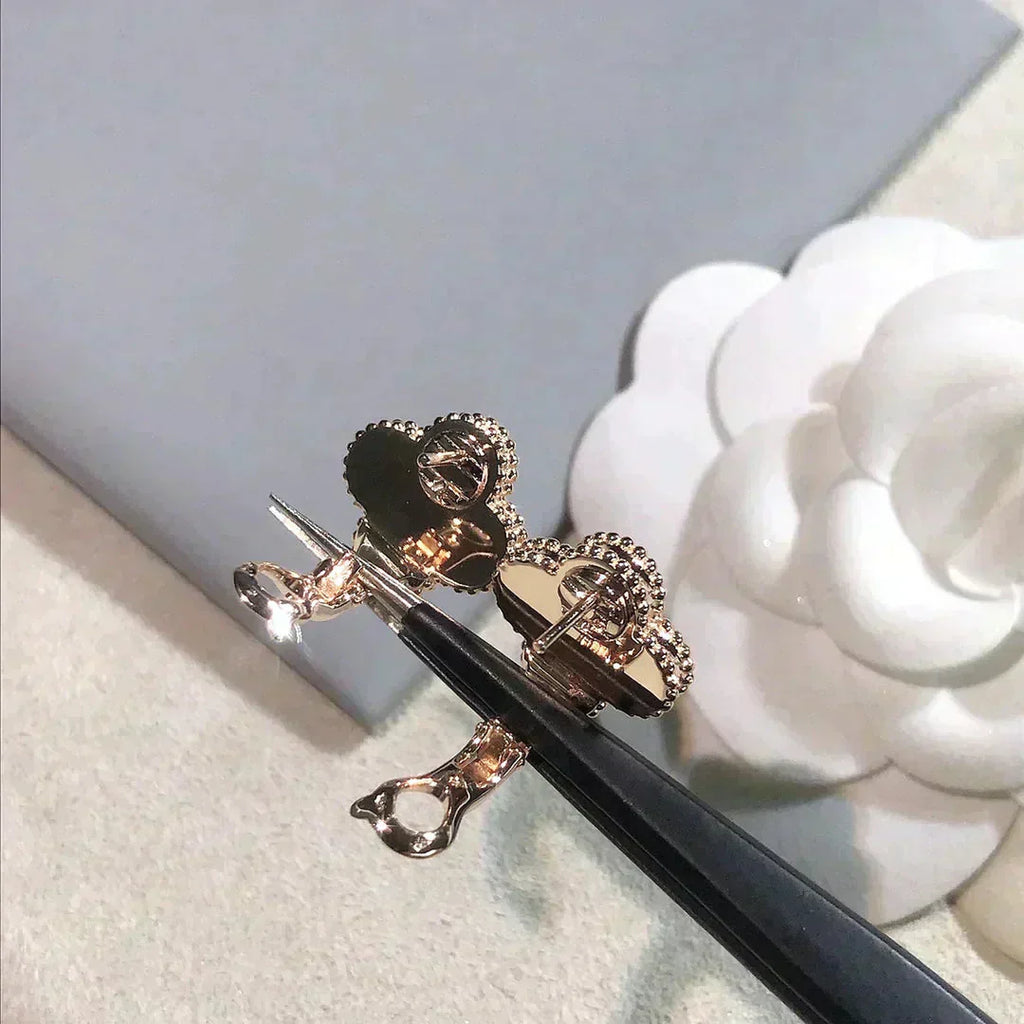 TimiCLOVER MEDIUM 1 MOTIFS  PINK MOP DIAMOND EARRINGS