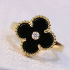 TimiCLOVER ONYX RING GOLD DIAMOND