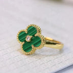 TimiCLOVER MALACHITE RING GOLD DIAMOND