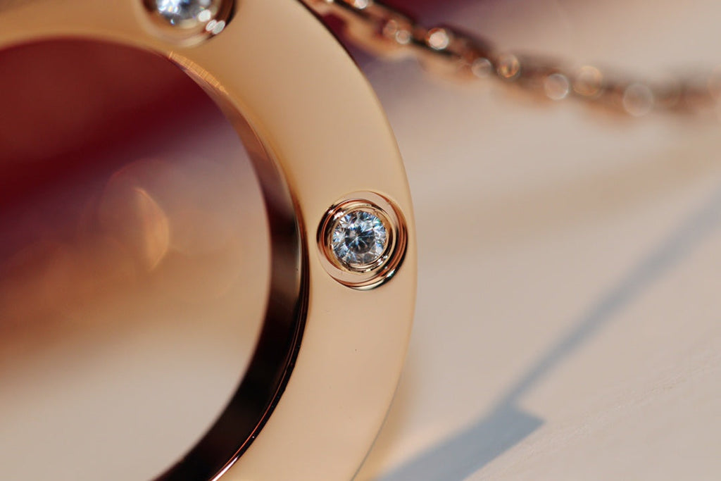 TimiLOVE NECKLACE 16MM 6 DIAMONDS PINK GOLD