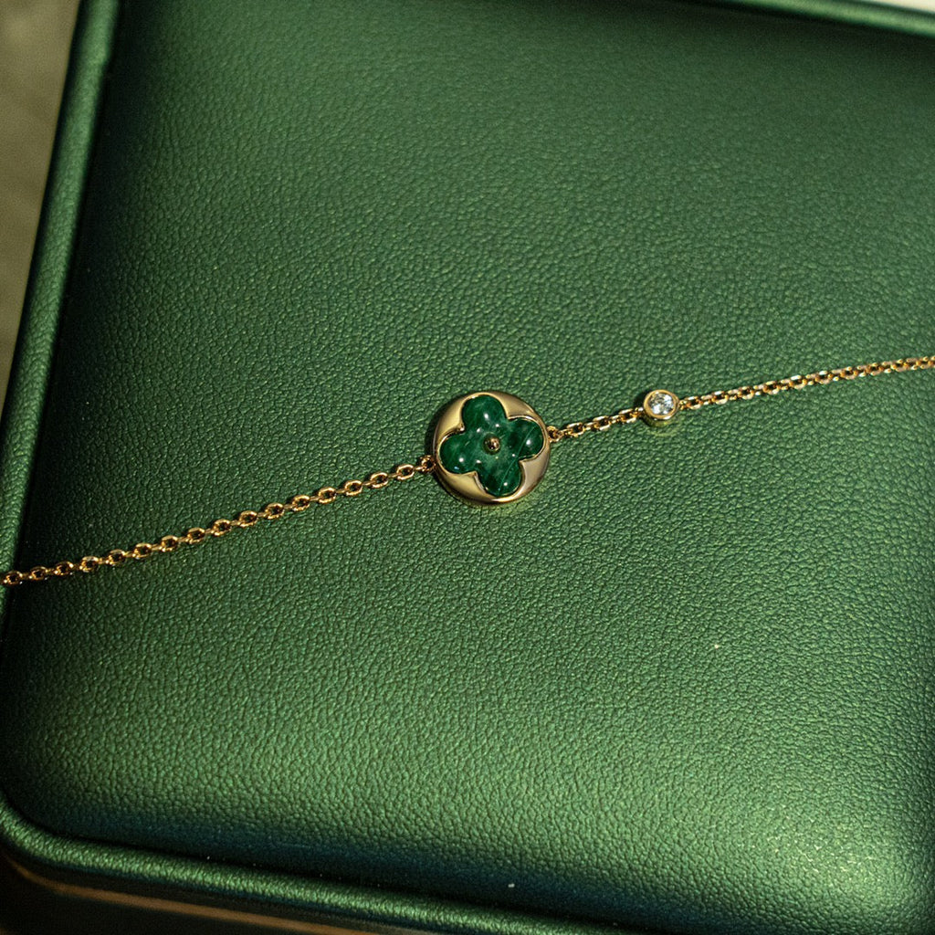 TimiSUN MALACHITE 1 DIAMOND PINK GOLD BRACELET