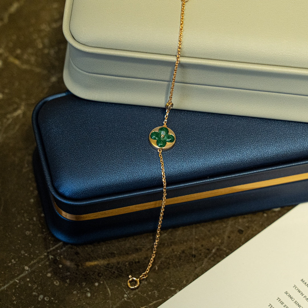 TimiSUN MALACHITE 1 DIAMOND PINK GOLD BRACELET