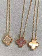 TimiCLOVER 15MM DIAMOND RHODONITE NECKLACE
