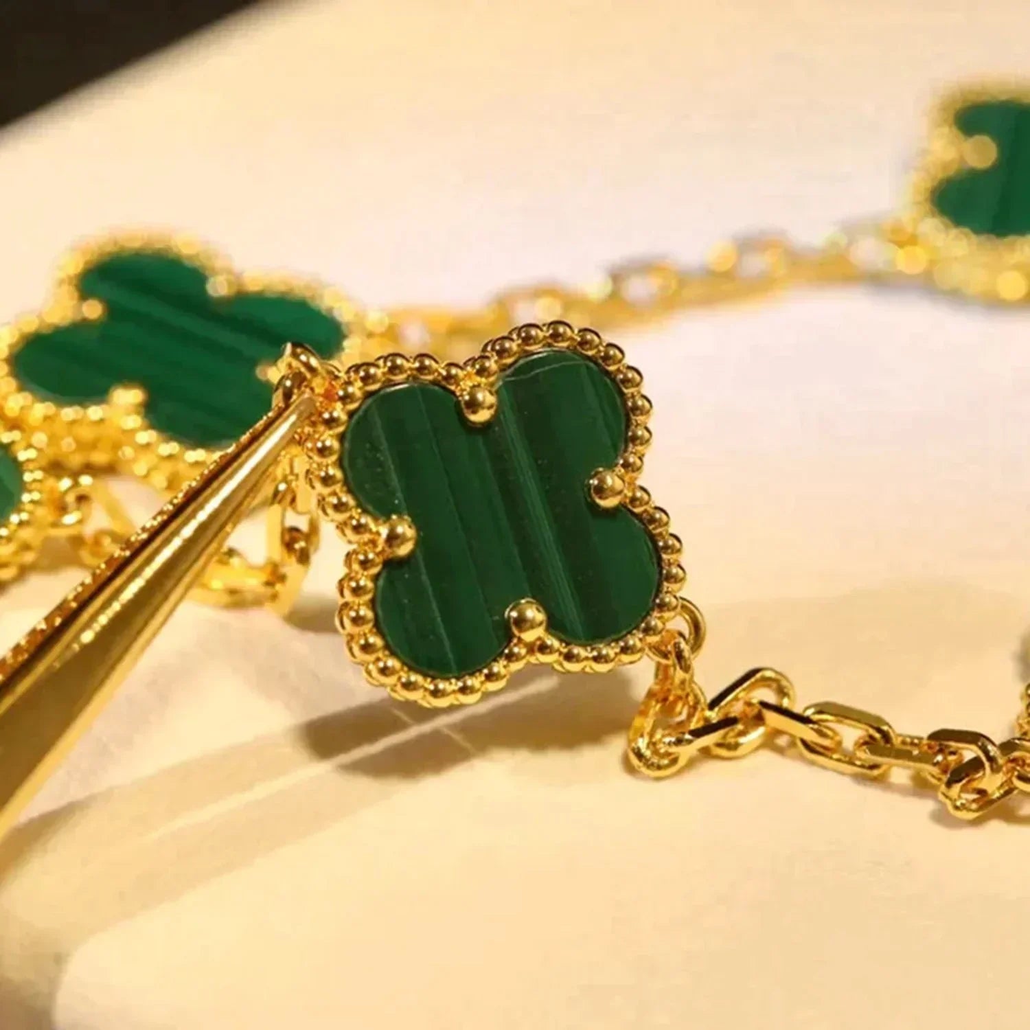 [Timi]New  CLOVER 5 MOTIF MALACHITE BRACELET COLLECTION