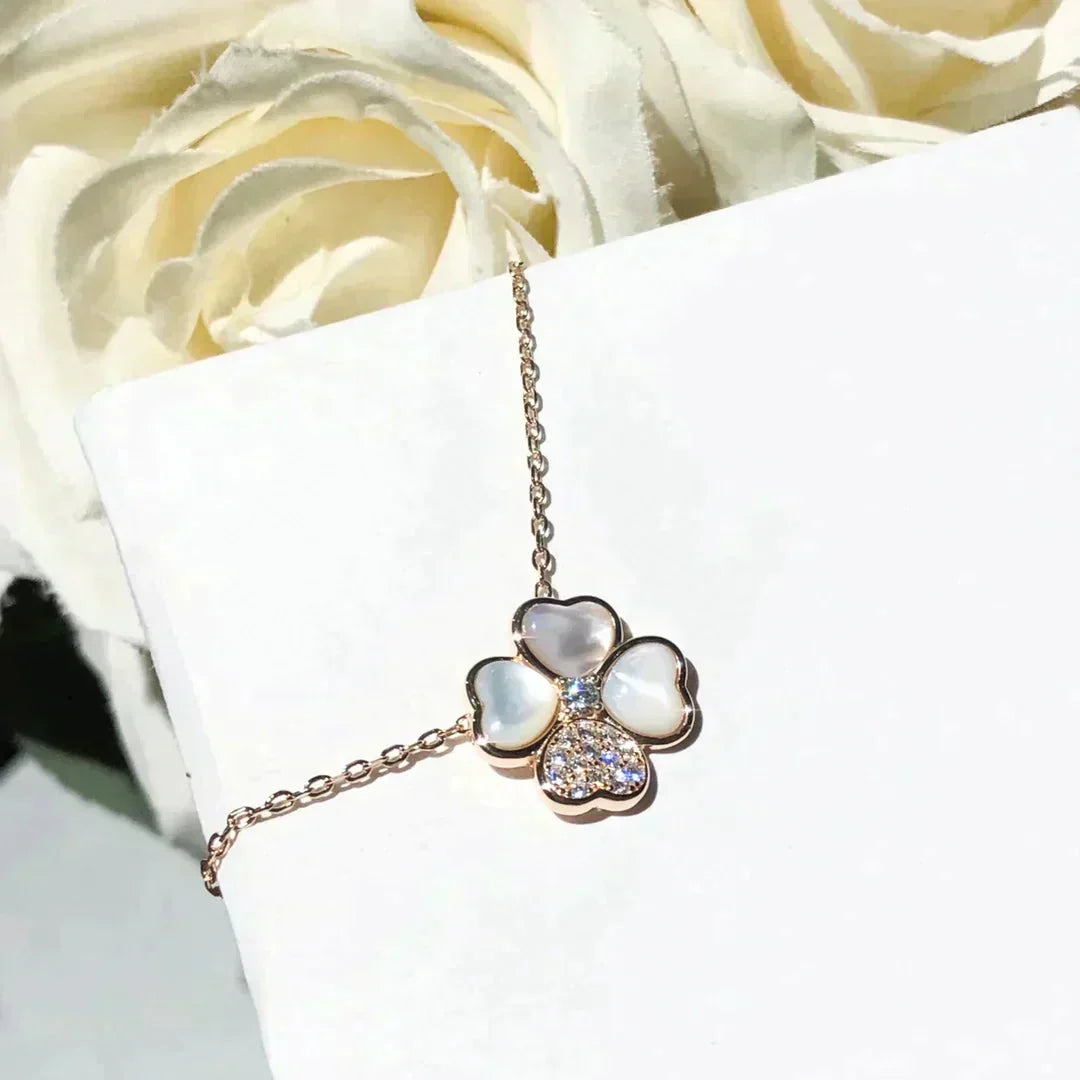TimiCLOVER MOP DIAMOND ROSE GOLD NECKLACE