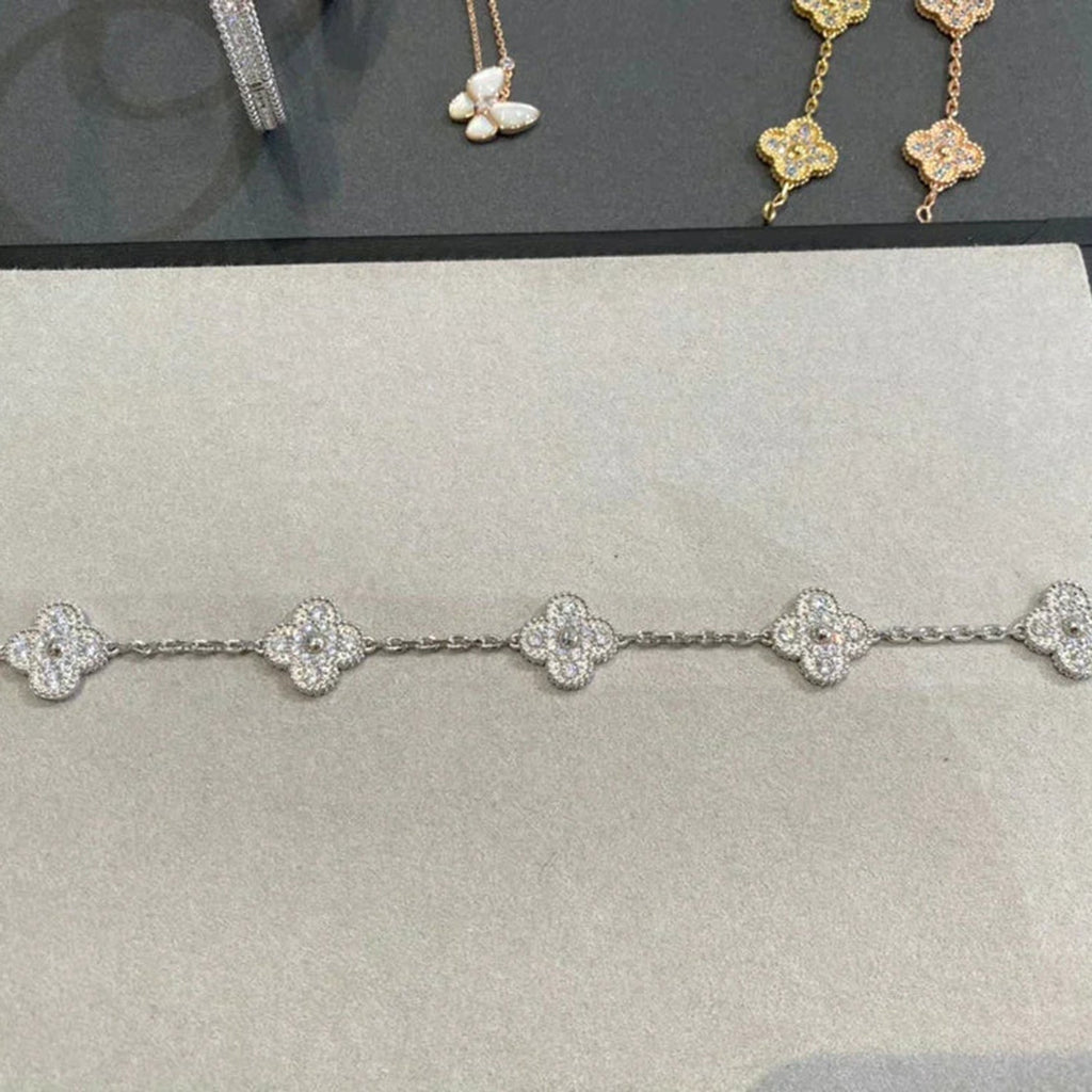 [Timi] New  CLOVER 5 MOTIF FULL DIAMOND BRACELET COLLECTION