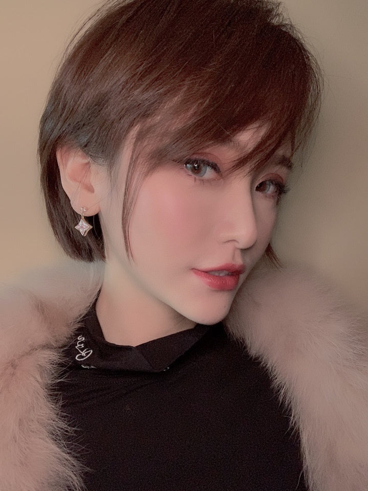 TimiDOUBLE STAR PINK GOLD MOP DROP EARRINGS