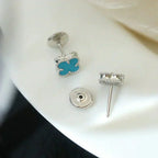 TimiCLOVER MINI 9.5MM ONYX STUD EARRINGS SILVER