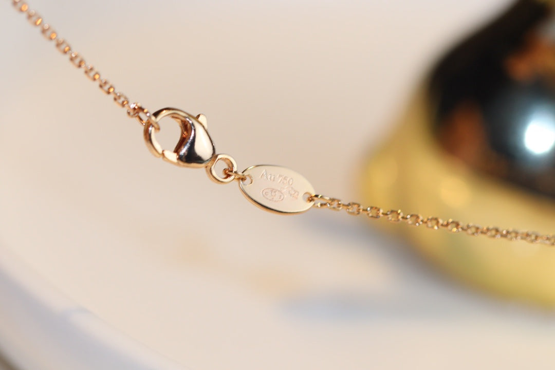 TimiJEUX MALACHITE 1 DIAMOND PINK GOLD NECKLACE