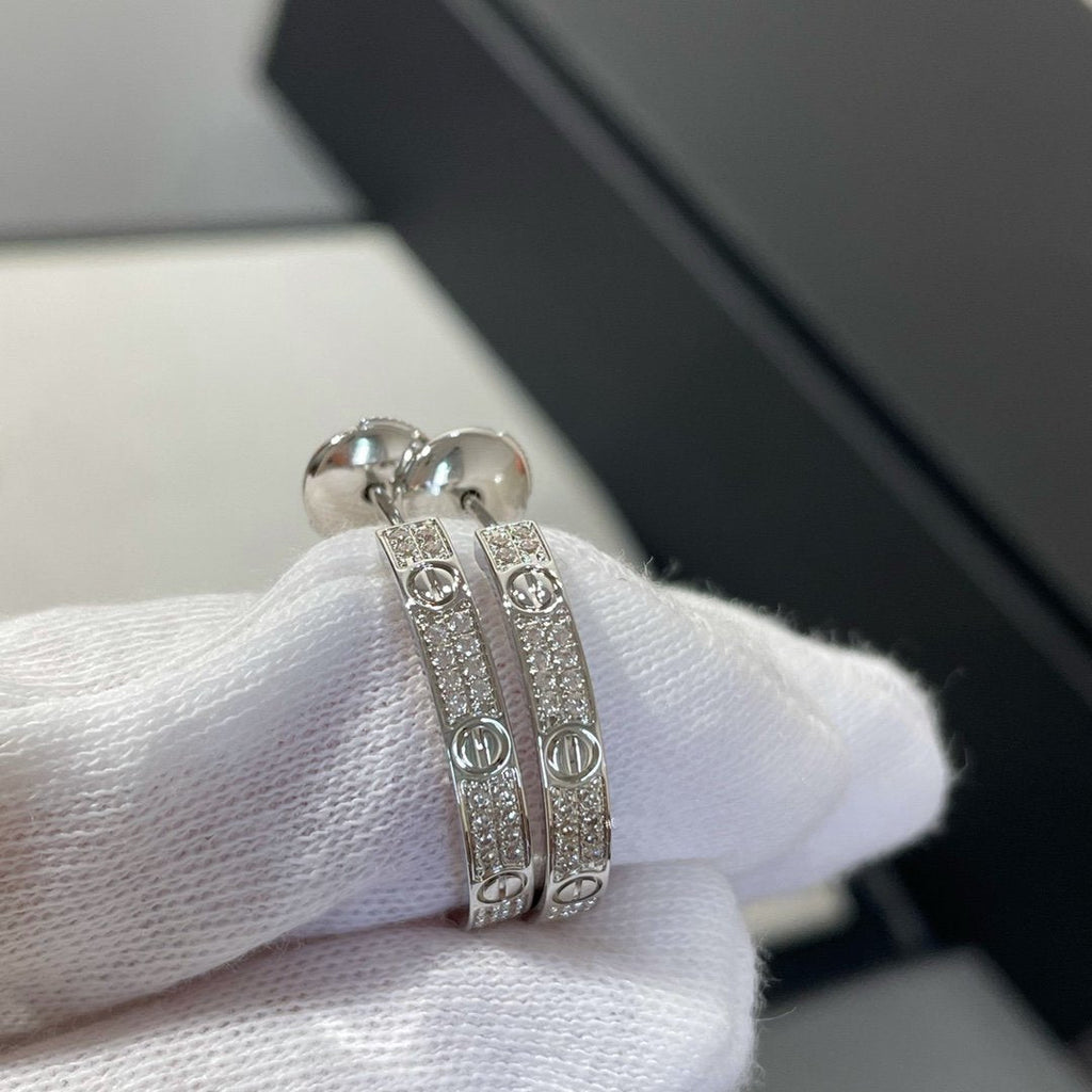 TimiLOVE DIAMOND SILVER HOOP EARRINGS
