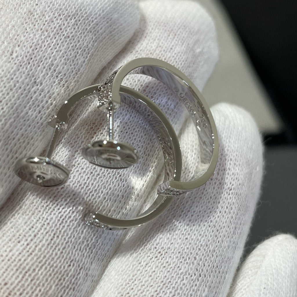 TimiLOVE DIAMOND SILVER HOOP EARRINGS