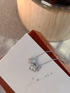 TimiPERLEE DOUBLE PENDANT SILVER DIAMOND NECKLACE