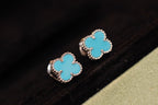 TimiCLOVER MINI TURQUOISE SILVER STUD EARRINGS