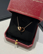 TimiLOVE NECKLACE DOUBLE RING PINK GOLD