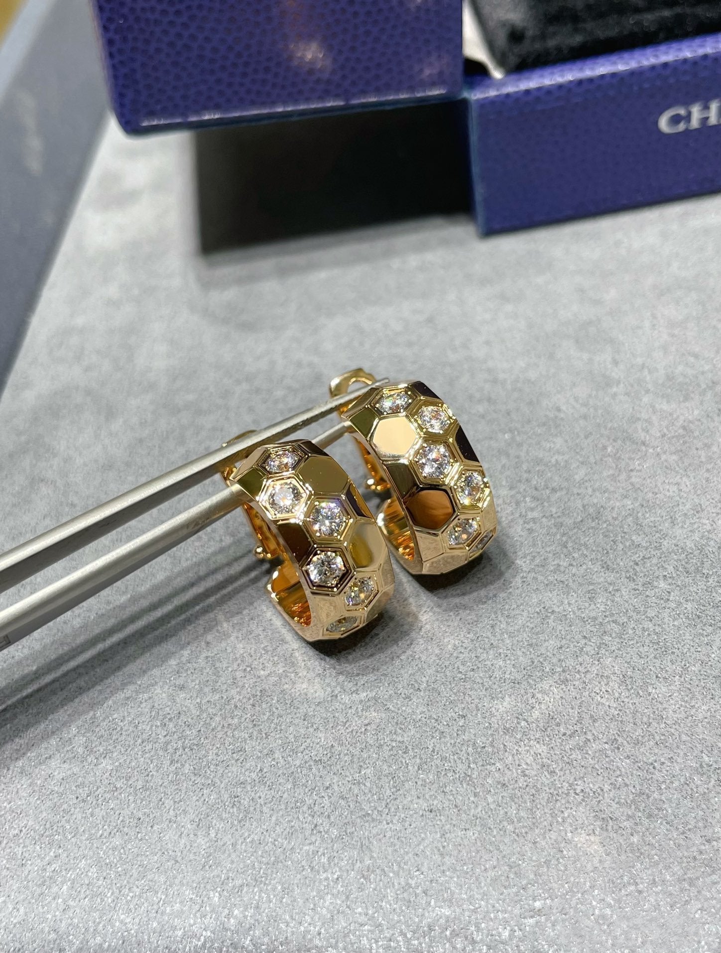 TimiBEE LOVE DIAMOND HOOP EARRINGS