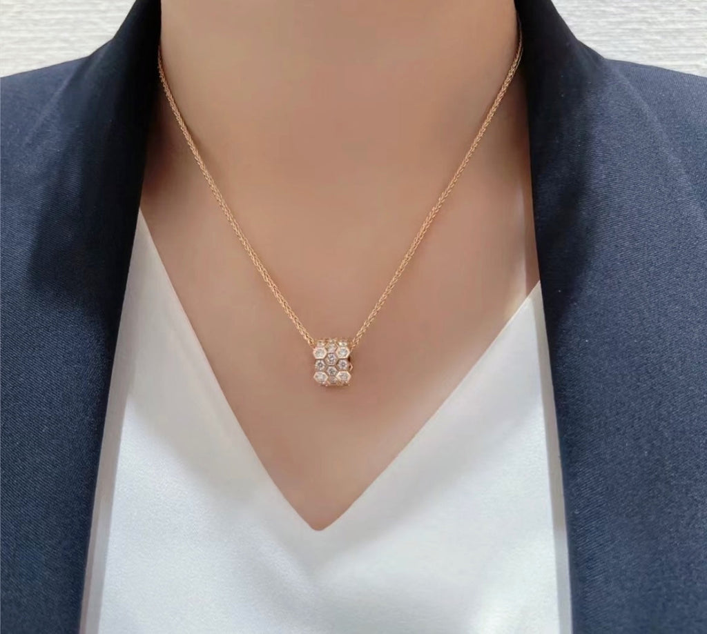 TimiBEE LOVE DIAMOND PAVED 3 ROW NECKLACE