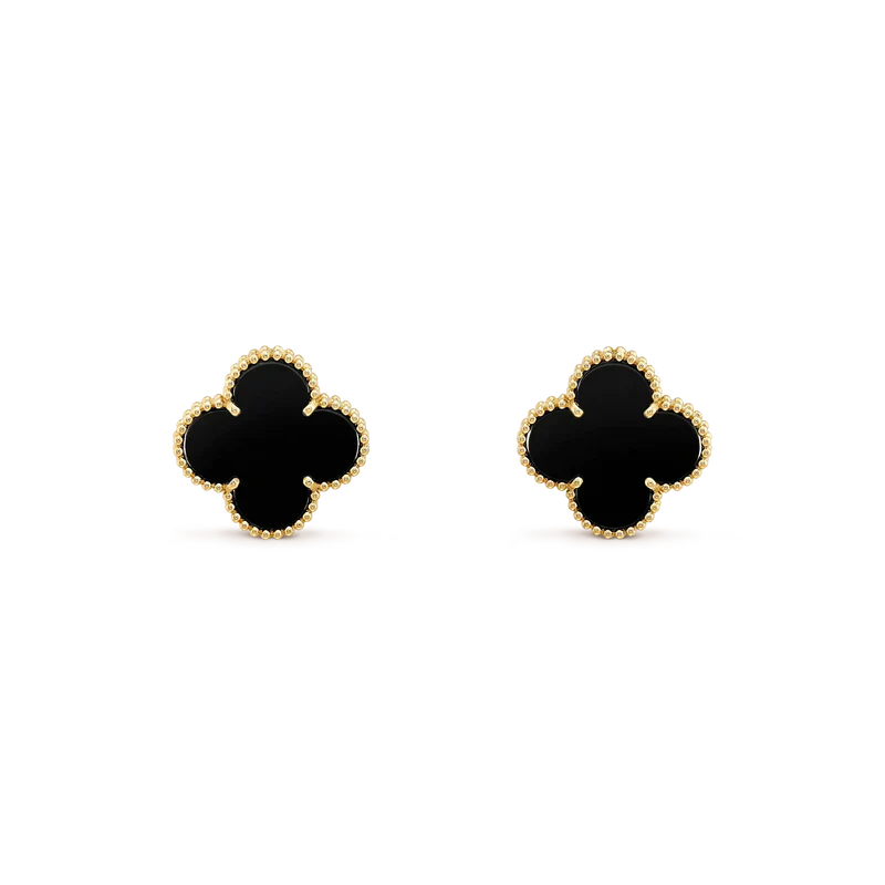 TimiCLOVER MEDIUM 1 MOTIFS  ONYX STUD EARRINGS