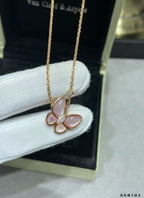 [Timi] BUTTERFLY PINK MOTHER-OF-PEARL DIAMOND NECKLACE