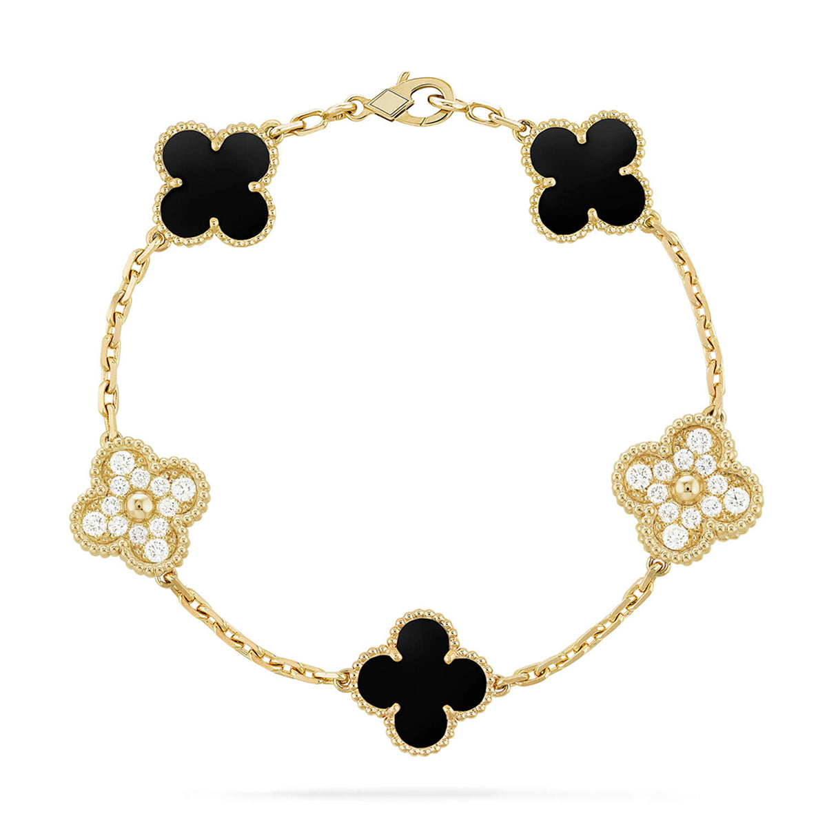 [Timi]New CLOVER 5 MOTIF ONYXS BRACELET COLLECTION