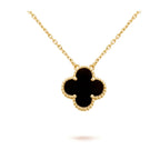 TimiCLOVER 15MM BLACK ONYX SINGLE FLOWER NECKLACE