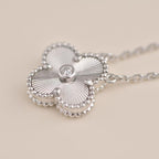 TimiCLOVER  15MM DIAMOND LASER NECKLACE SILVER