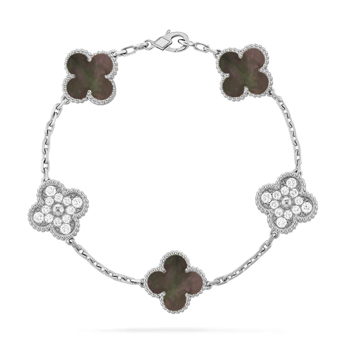 [Timi]New CLOVER 5 MOTIF GRAY MOP BRACELET COLLECTION