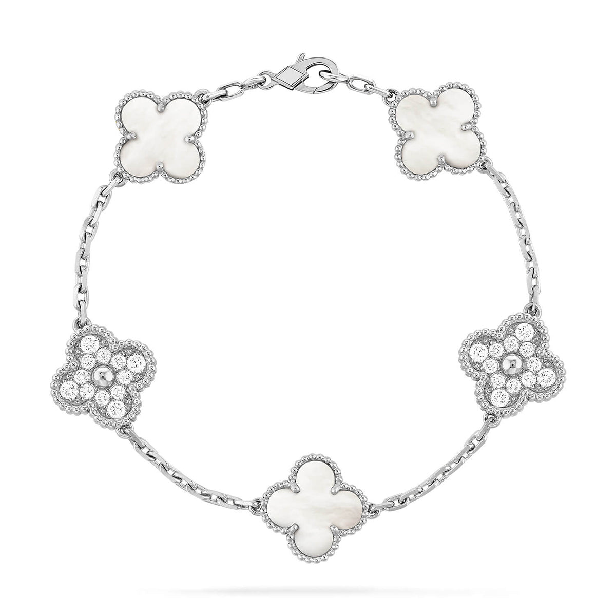 [Timi]New CLOVER WHITE PEARL MOP 5 MOTIF BRACELET COLLECTION