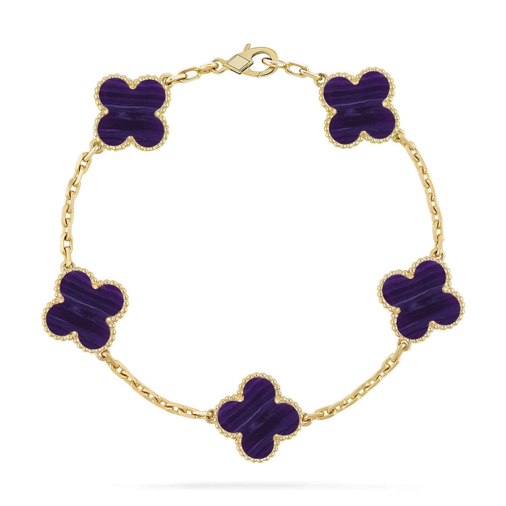 [Timi]New CLOVER 5 MOTIF PURPLE STRIPES BRACELET COLLECTION