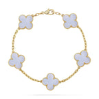 [Timi]New  CLOVER 5 MOTIF PURPLE CHALCEDONY BRACELET COLLECTION