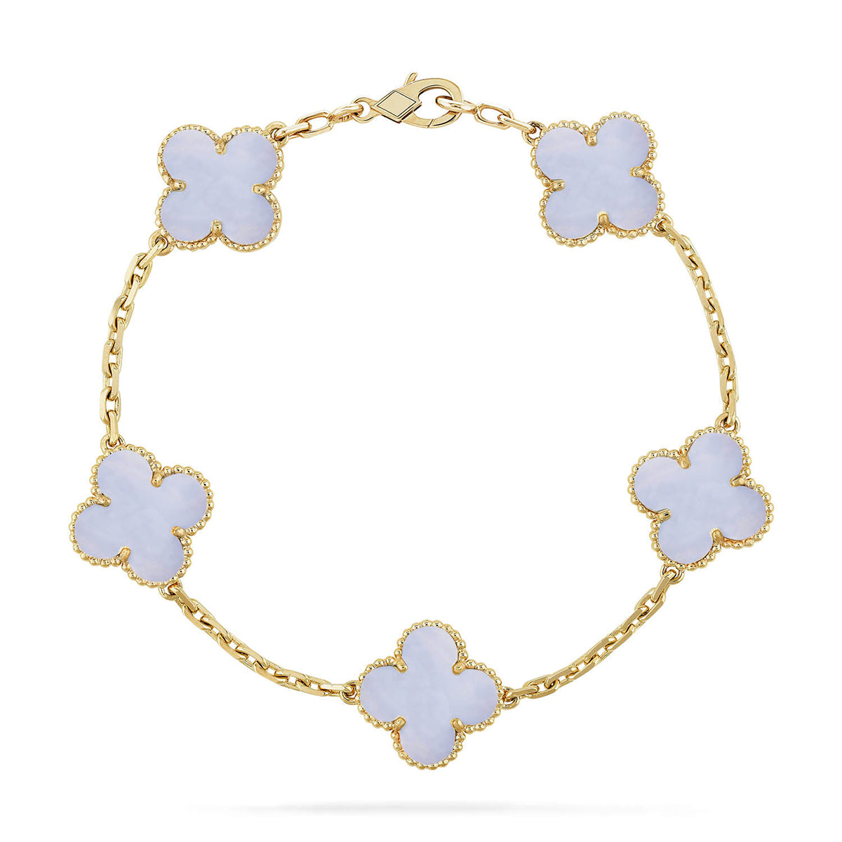 [Timi]New  CLOVER 5 MOTIF PURPLE CHALCEDONY BRACELET COLLECTION