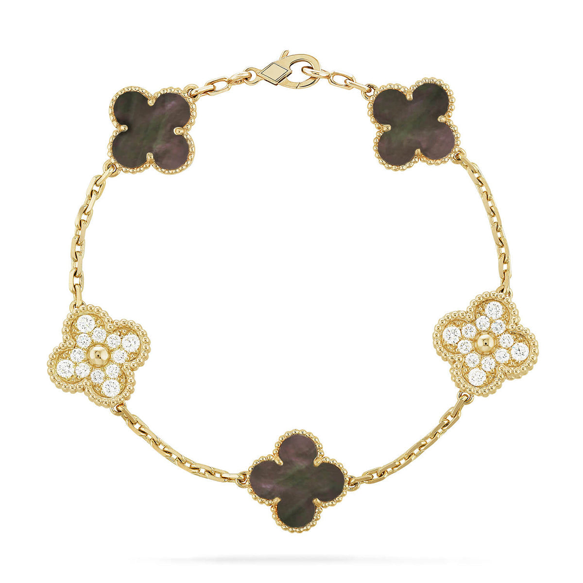 [Timi]New CLOVER 5 MOTIF GRAY MOP BRACELET COLLECTION