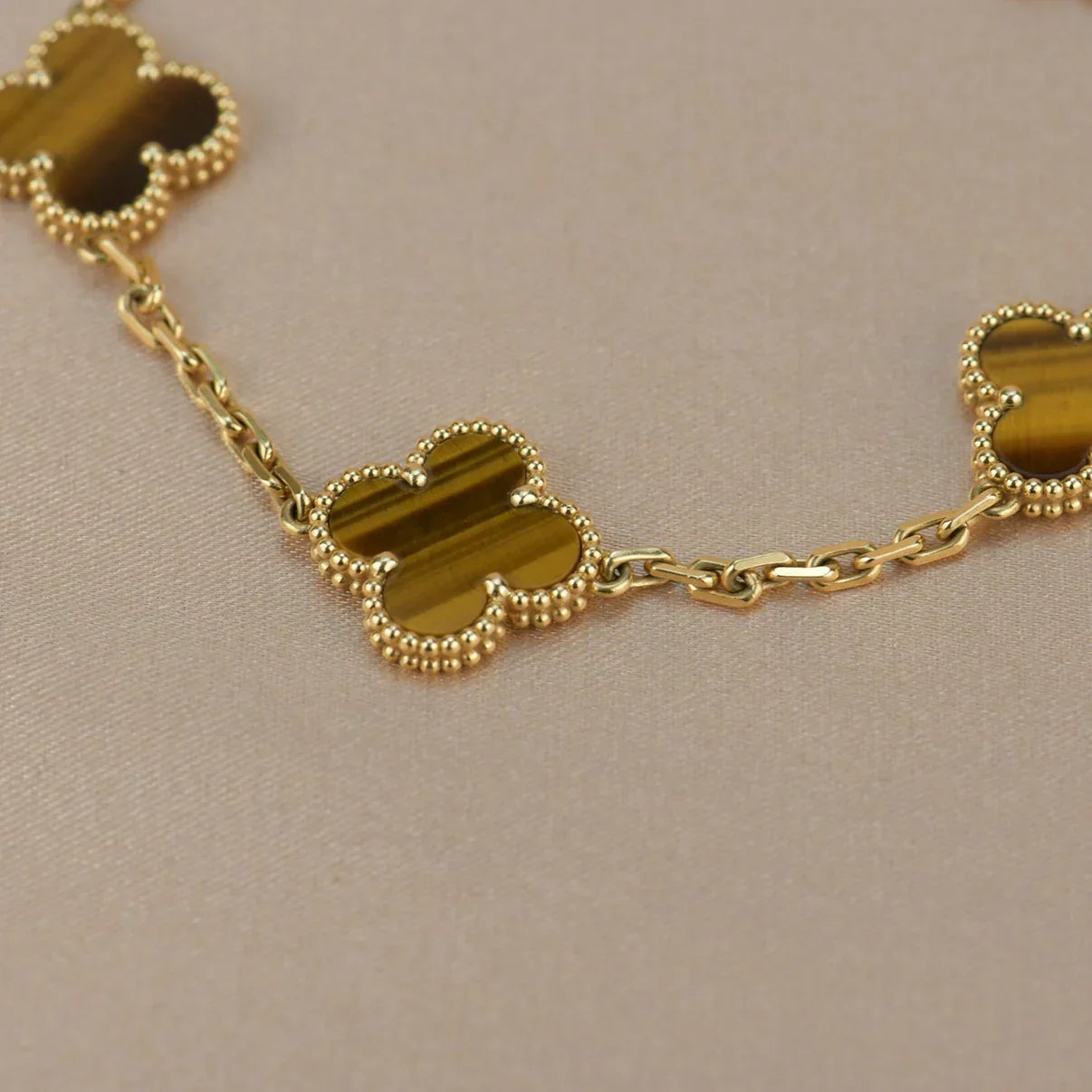 [Timi]New  CLOVER 5 MOTIFS TIGER EYE BRACELET COLLECTION