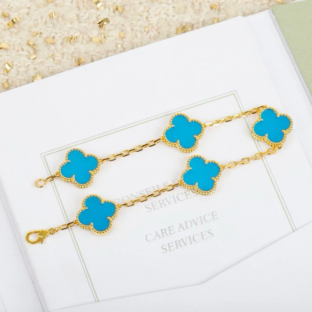 [Timi]New  CLOVER 5 MOTIF TURQUOISE BRACELET COLLECTION