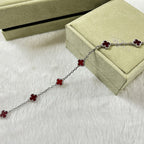 [¡®Timi¡¯]CLOVER 6 MOTIF RED AGATE BRACELET