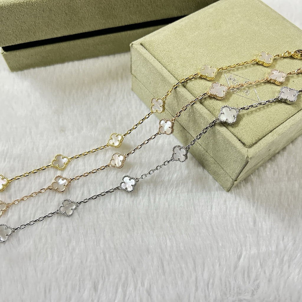 [¡®Timi¡¯]CLOVER 6 MOTIF WHITE MOP BRACELET