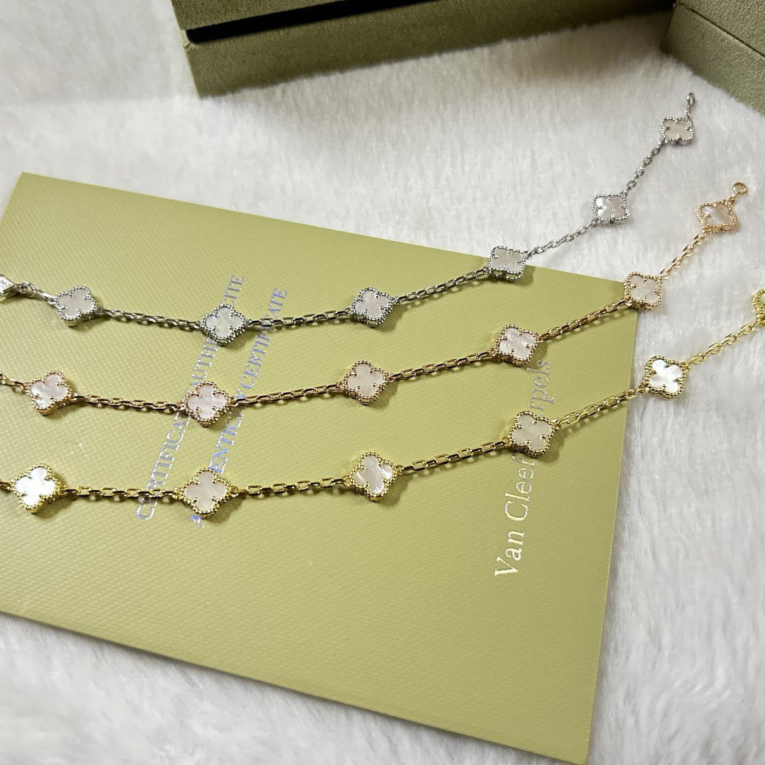 [¡®Timi¡¯]CLOVER 6 MOTIF WHITE MOP BRACELET