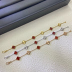 [¡®Timi¡¯]CLOVER 6 MOTIF RED AGATE LASER BRACELET