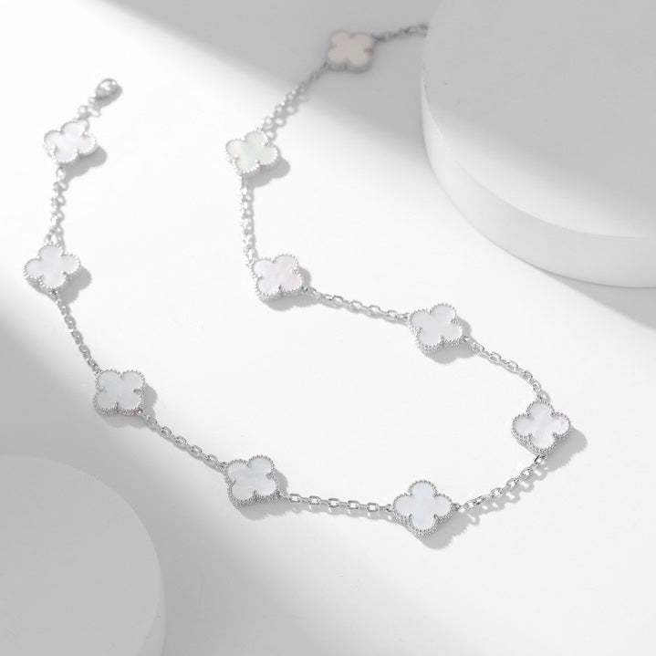 ¡®Timi¡¯CLOVER 10 MOTIFS WHITE MOTHER OF PEARL NECKLACE
