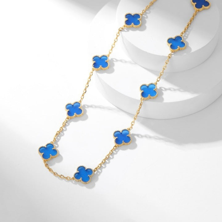 TimiCLOVER 10 MOTIFS BLUE AGATE NECKLACE