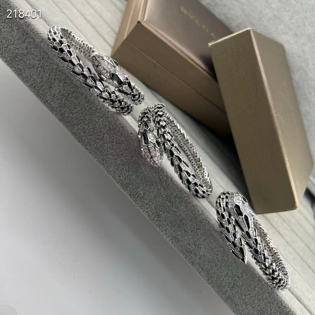 [Timi] EW OBSIDIAN & DIAMOND SERPENT BRACELET