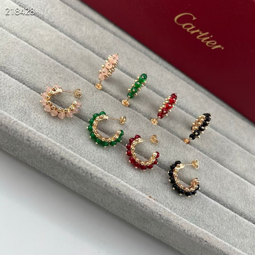 [Timi] NEW COLORED GEMSTONE COLLECTION SMALL HOOP EARRINGS