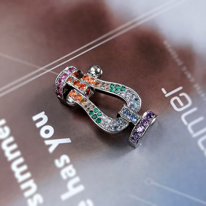 TimiFORC LARGE HORSESHOE  COLORED DIAMOND BRACELET SILVER