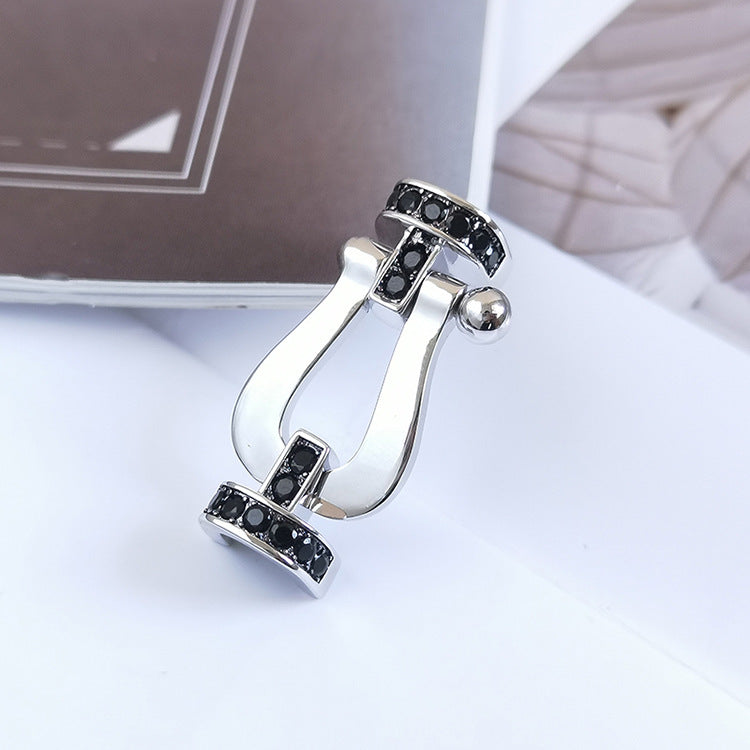 TimiFORCE LARGE HORSESHOE BLACK DIAMOND BRACELET SILVER